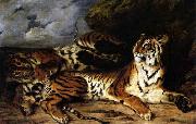 Eugene Delacroix A Young Tiger Playing with its Mother oil
